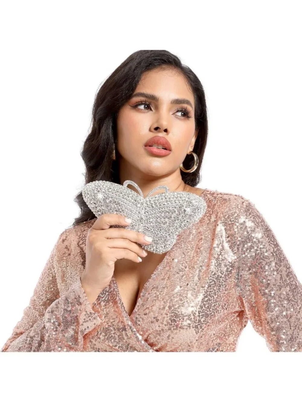 Elegant Butterfly Crystal Clutch Evening Bag - Rhinestone Handbag for Parties